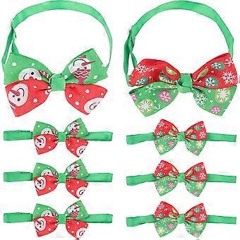 8pcs Pet Collars Christmas Party Cat Collars Adjustable Dog Collars Pet Costume Accessories