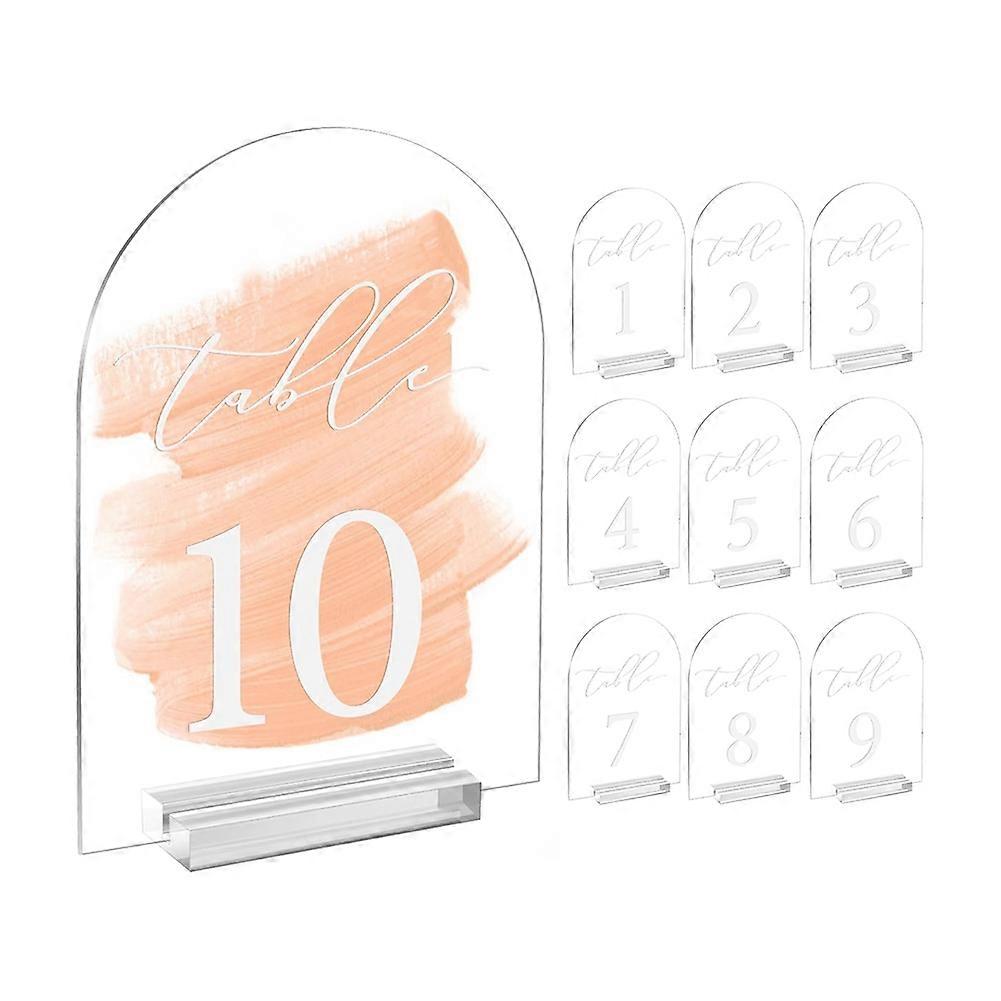 Clear Arch Table Numbers for Wedding,5x7in Arched Acrylic Table Numbers 1-10+Stands,Clear Acrylic A