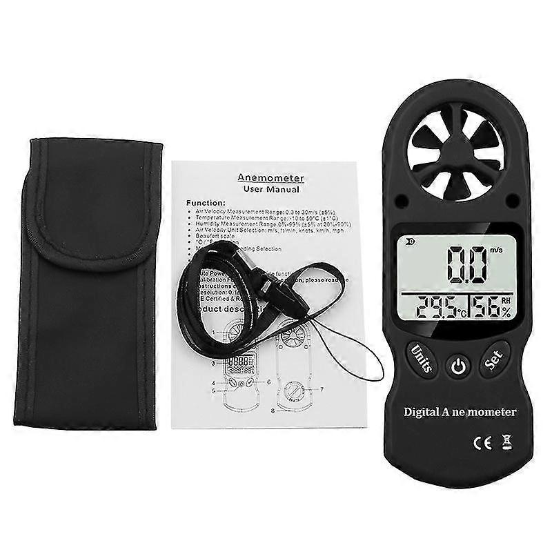 Mini Handheld Anemometer, Thermometer And Hygrometer, Lcd Digital Screen Display