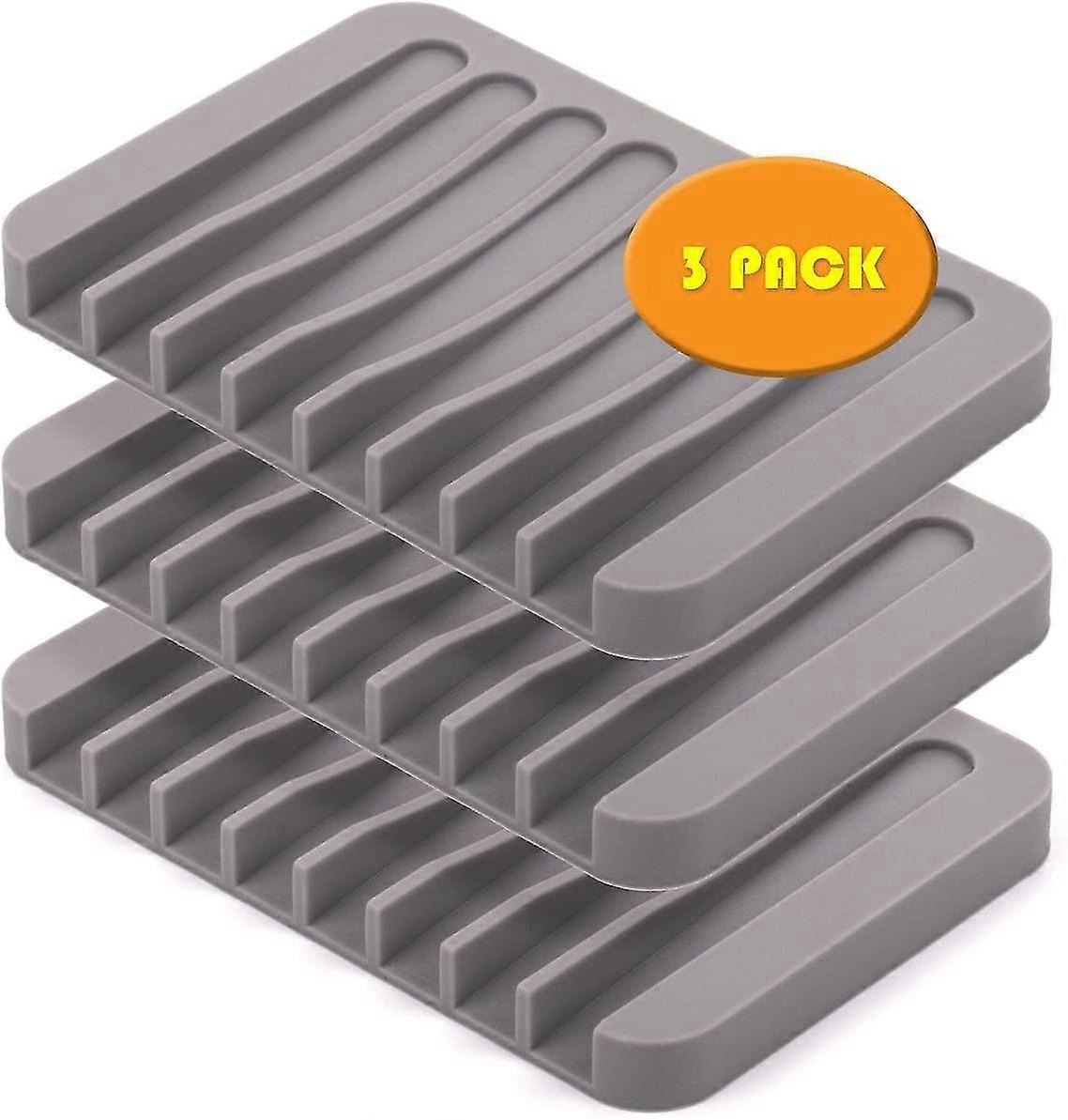 3pcs Silicone Soap Dish With Drainage Self-emptying Soap Holder