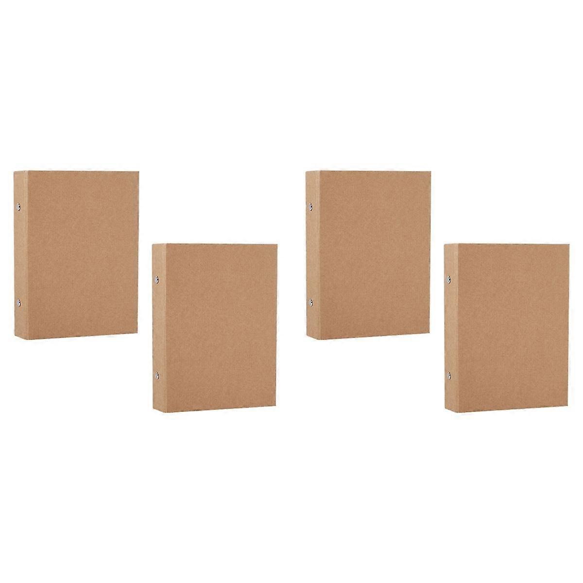4Pcs A5 Refillable Ring Binder,A5 Kraft Paper Binder Tray with 2 Rings to Add Loose Sheets,A5 Kraft