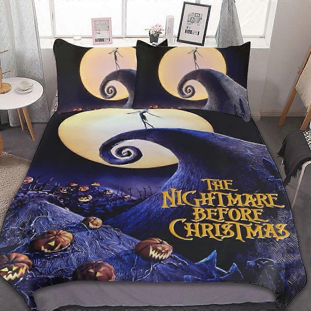 v93 Nightmare Before Christmas Conjunto de Cama de 3 Peças Conjunto de Capa de Edredom Macio Quente e Confortável Conjunto de Cama com 1 Capa de Edredom e 2 Fronhas para Cama