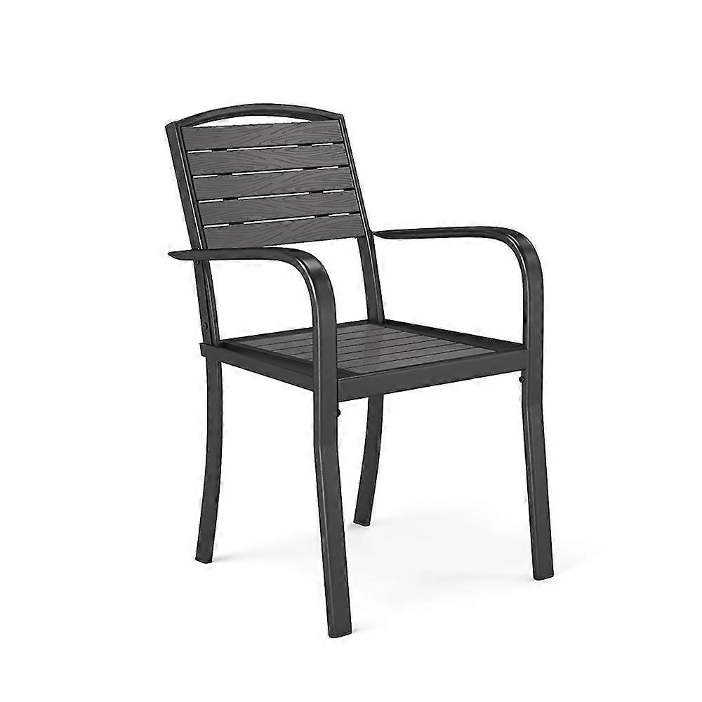 Set of 4 Stackable Garden Dining Chair Armchairs , Grey