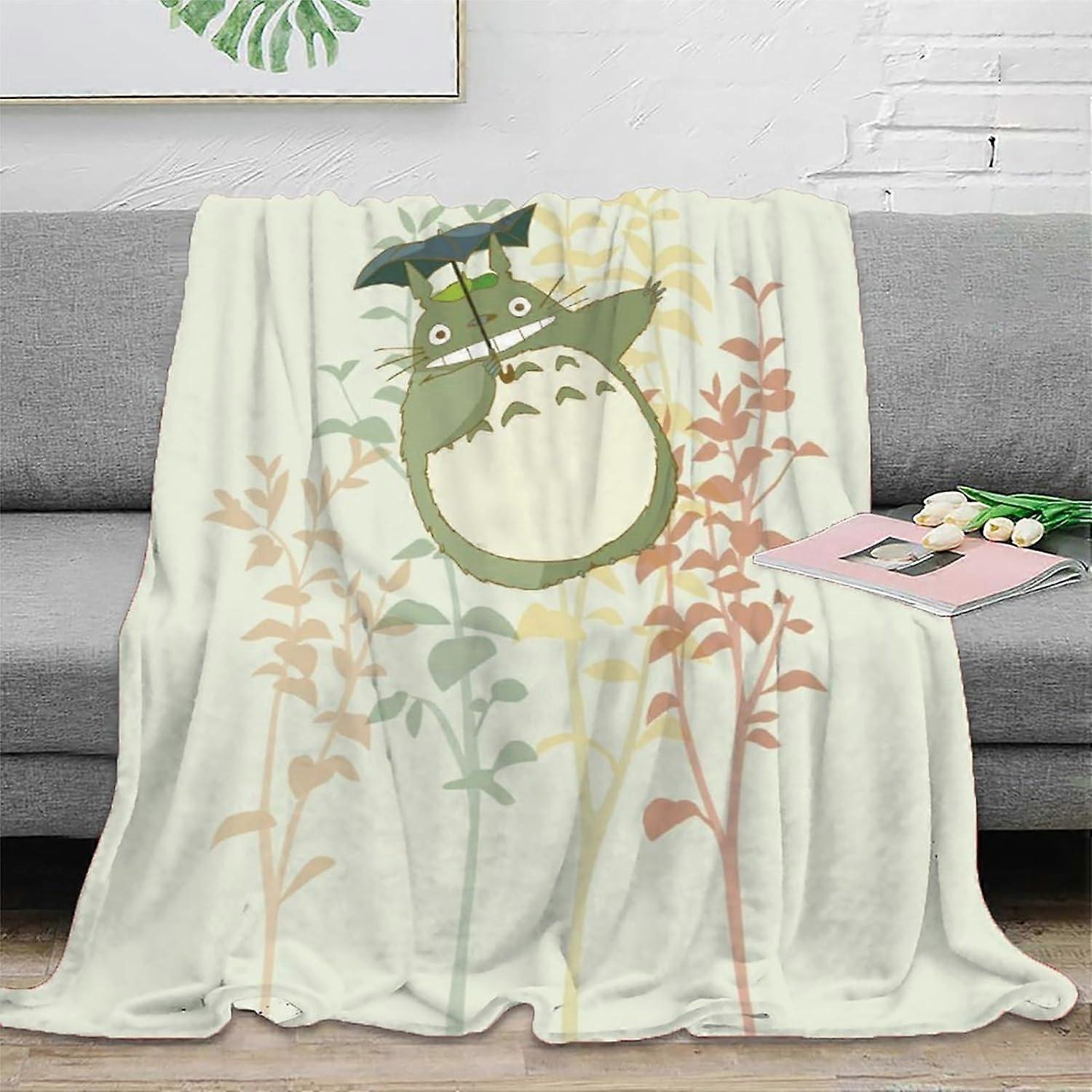 Můj soused Totoro Tisk Flanelové Deky 3D Kreslený Totoro Vzor Plyšová Deka Módní Deka Podzimní Deka Měkká chlupatá deka pro děti B