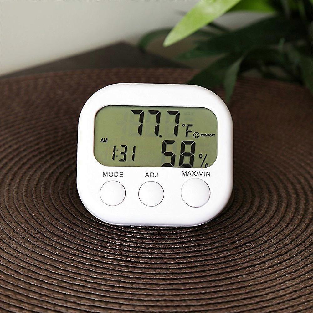 Digital LCD Indoor Hygrometer Gauge Clock Temperature Humidity Meter