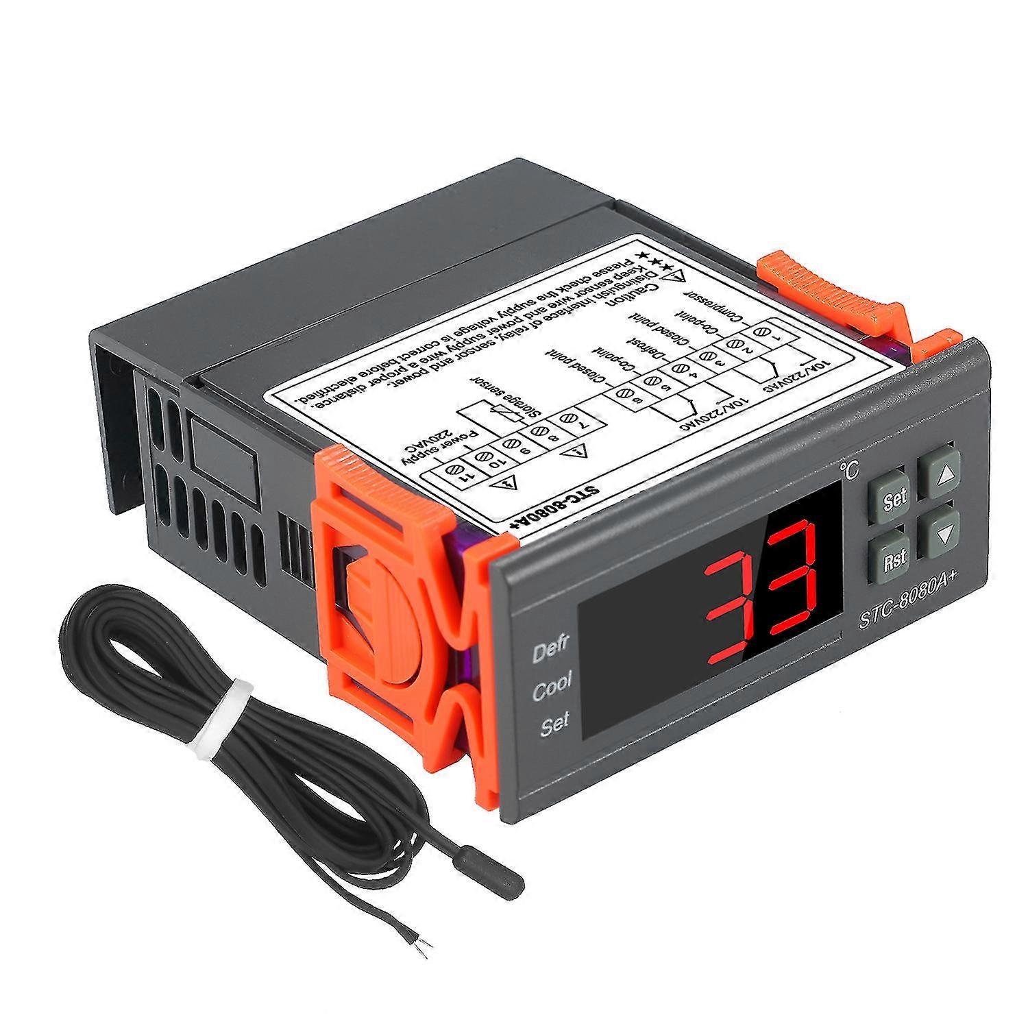 Digital Temperature Controller Stc-8080a+ Refrigerator Thermostat For Refrigerator Automatic Defrosting With Ntc Sensor Probe 220v