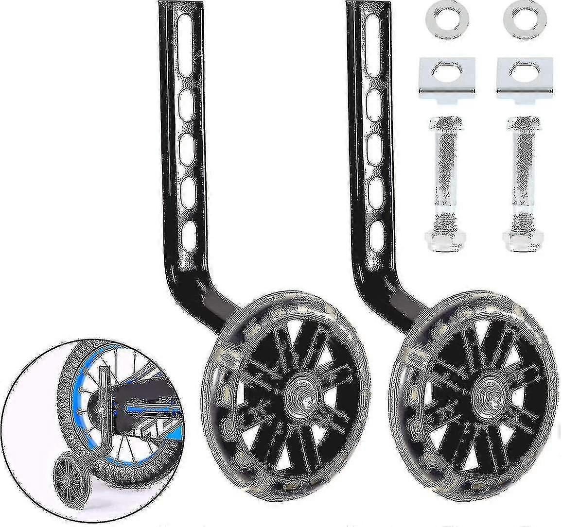 عجلات تدريب ركوب الدراجات, 1 زوج عجلات تدريب الدراجات للأطفال الدراجة السوداء مثبتات دعم عجلات الأولاد بنات
