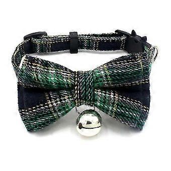 Cat Collar With Bow Tie And Bell, Breakaway Plaid Bowtie Cat Collar For Kitty