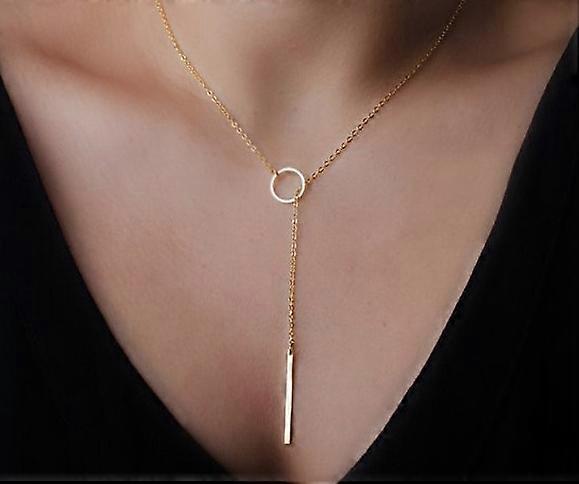 Bar Pendant Chain Choker Necklace
