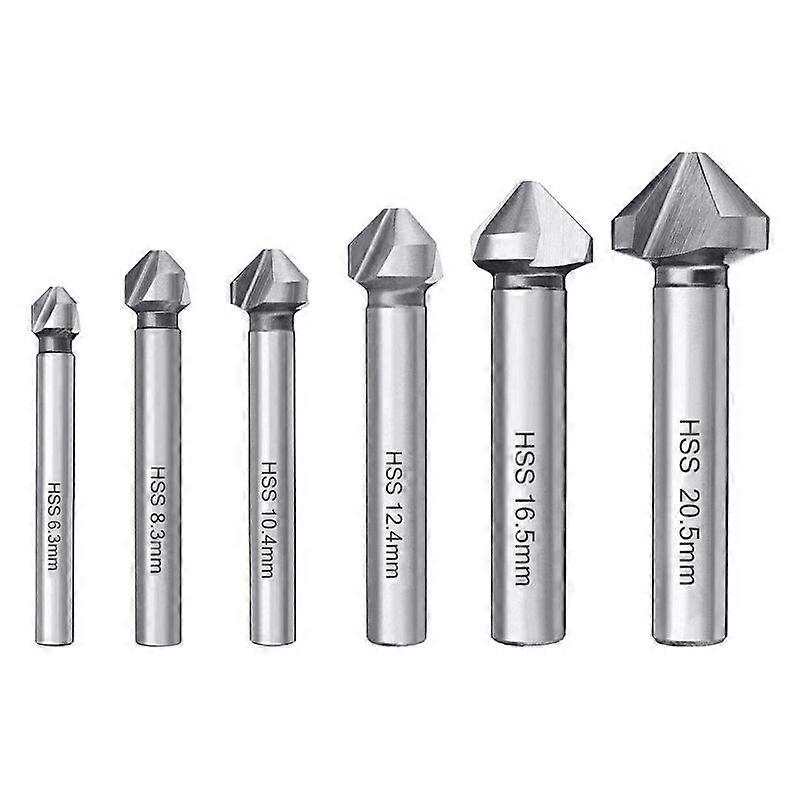 6PCS HSS 6542 Countersink Countersink 90 Countersink Countersink Countersink Twist Drills Cylindrical Deburring Cutter for Wood Metal PVC Machine Tool