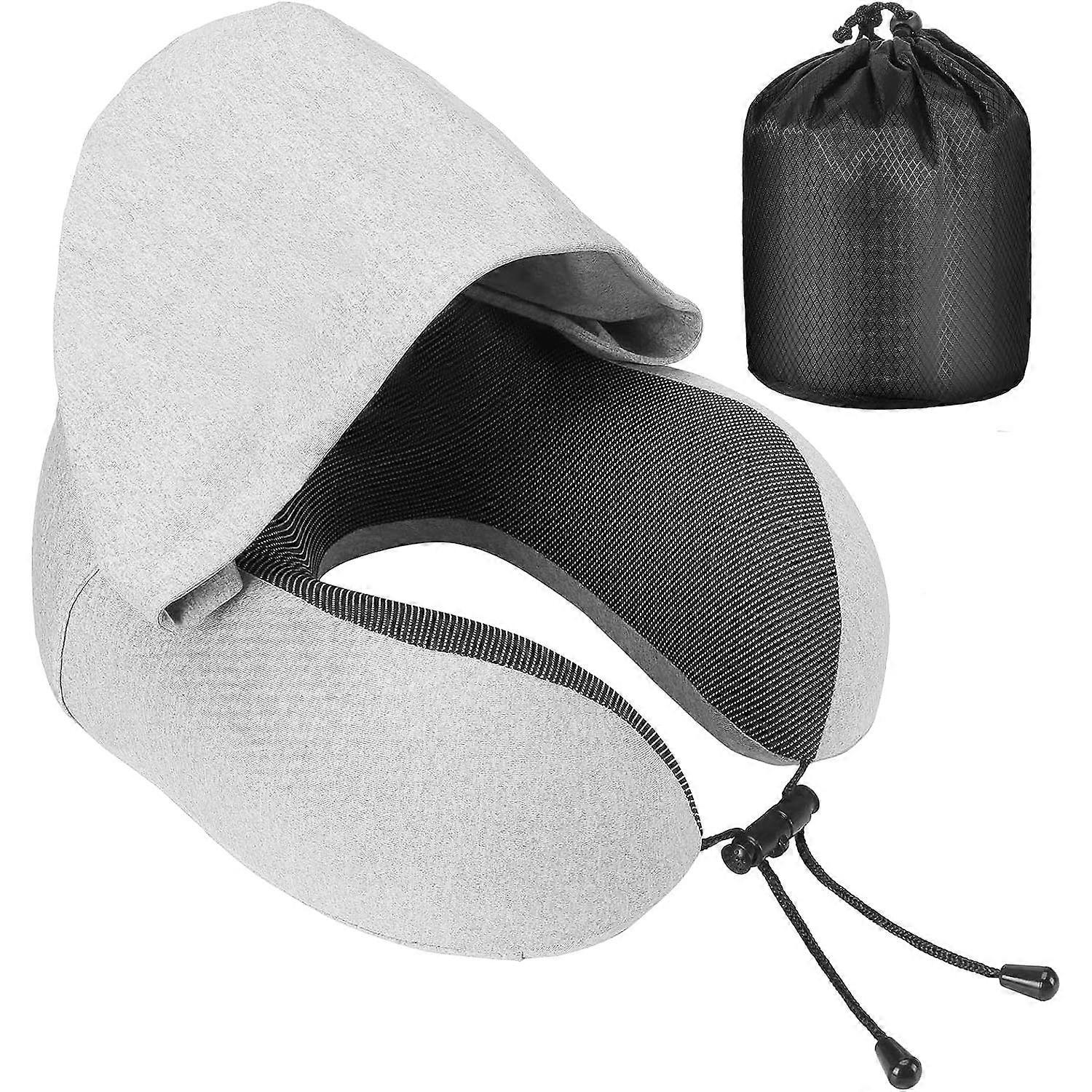 Gray travel pillow with cover