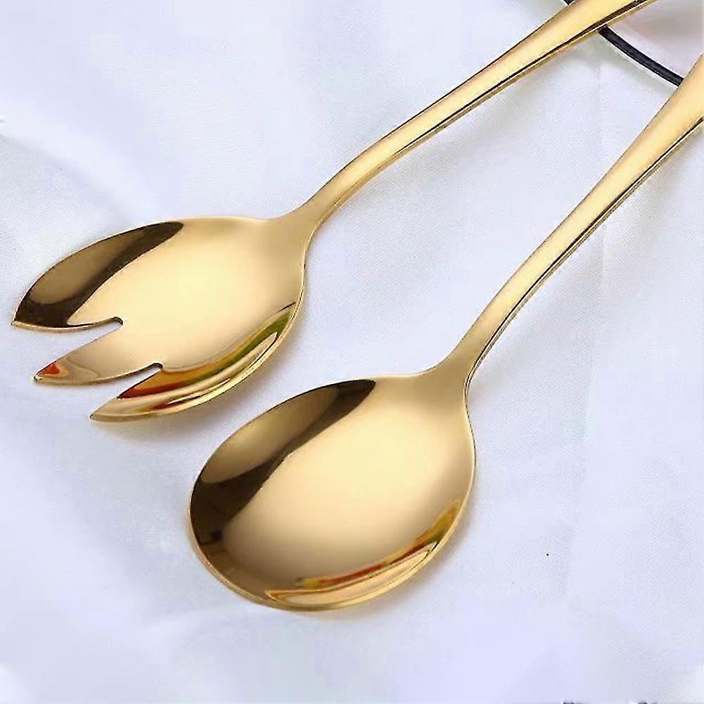 2pcs Tool Spoon Fork Set Stainless Steel Easy Clean Home Salad Server