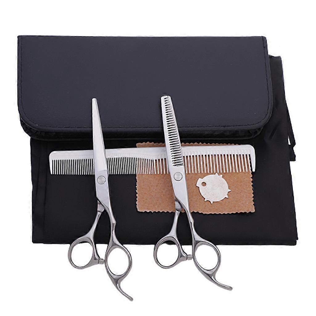 6" Stainless Steel Barber Cutting Thinning Texturizing Scissors Comb Set Silver