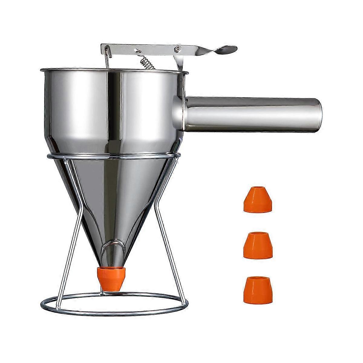 Pancake Batter Dispenser, Multi- Stainless Steel Funnel Cake Dispenser with Stand Great for Pancake
