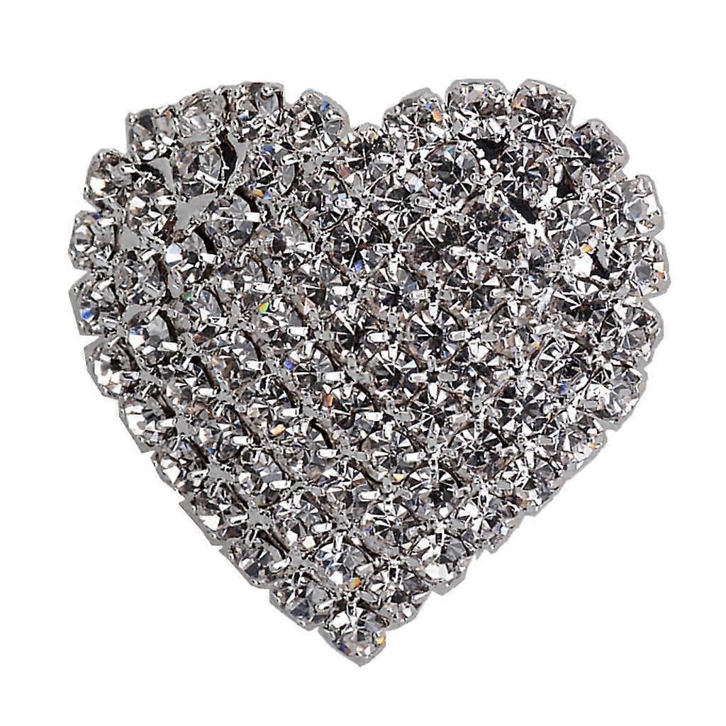 Silver Alloy Crystal Rhinestone Heart Ring Wedding Engagement Adjustable