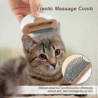Katzenkamm, Haustierkamm 2 in 1 Waschbare Haustierkammbürste Katzen- und Hundemassagekamm für lang- und kurzhaarige Haustiere (Khaki)