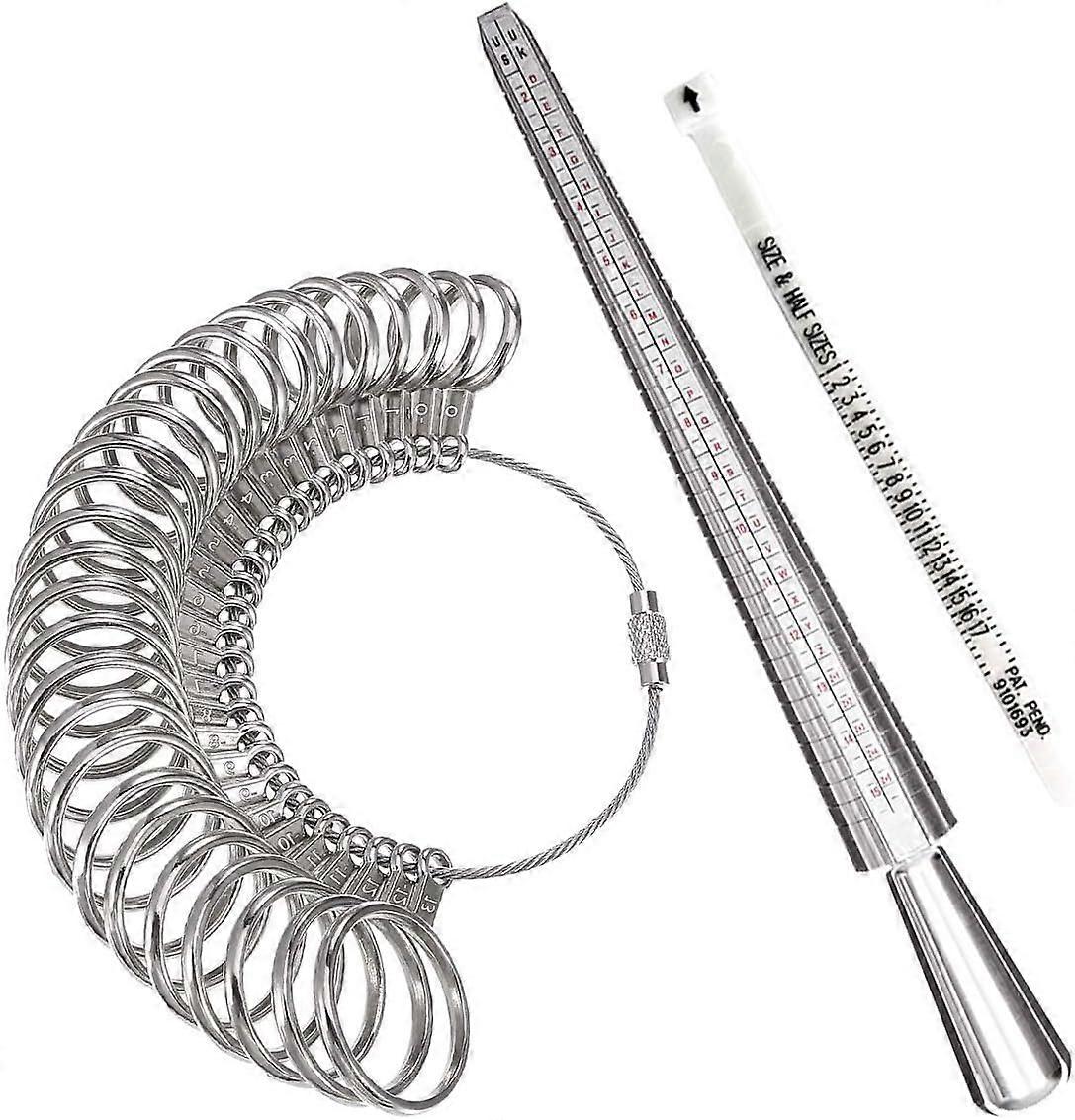 Ring Sizer Measuring Tool,Aluminum Ring Mandrel and Finger Gauges (Metal Ring Sizer Tool Set)