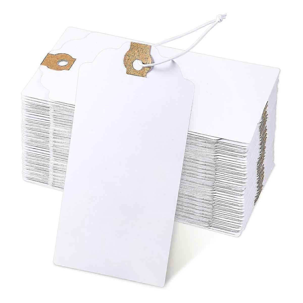 120 Pack Tags With Elastic String Marking Hang Tags With String Attached Reinforced Hole Writable Tags 4.76x2.36inch