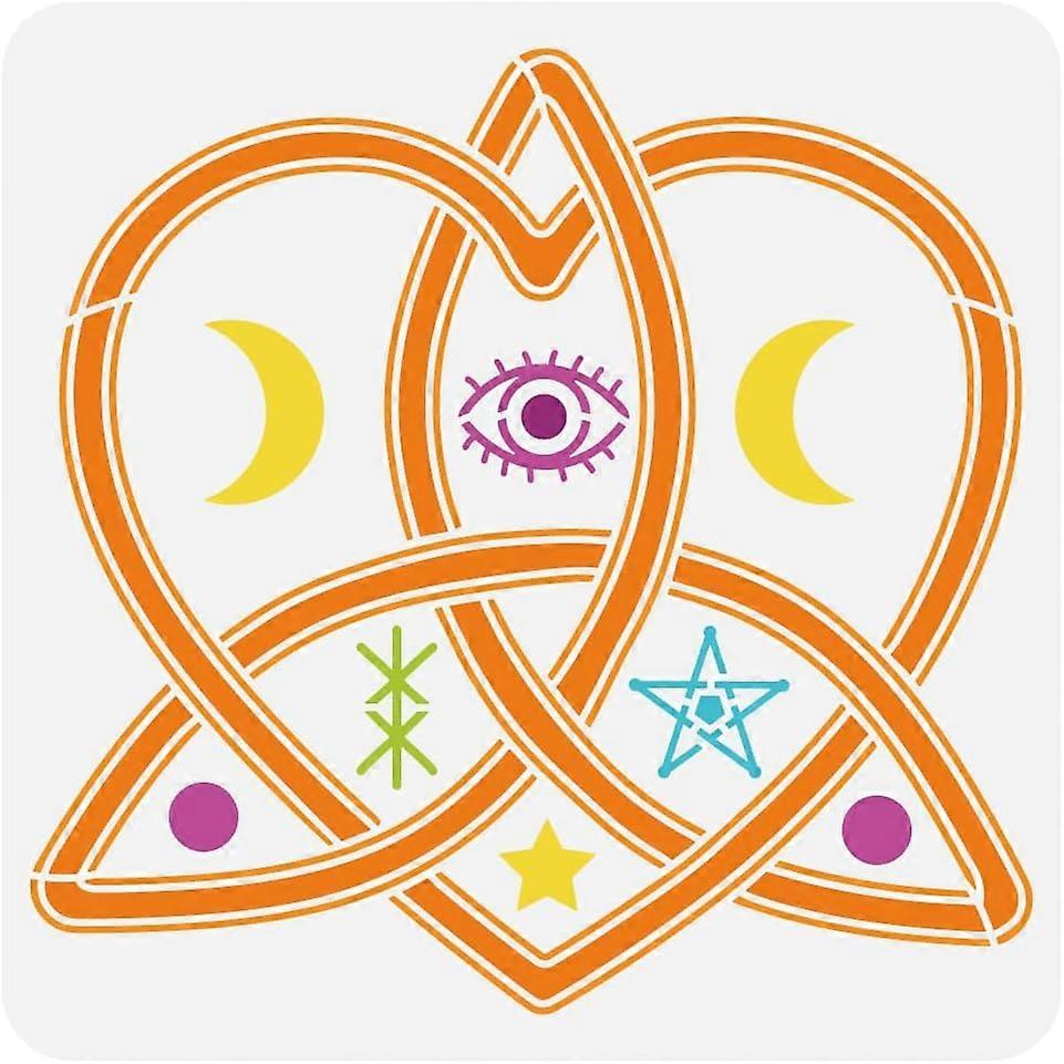 Celtic Knot Painting Stencil 11.8x11.8 inch Reusable Moon Phase Drawing Template Devil's Eye Witch Stencil Decorative Stars Dots Stencil Plastic Craft