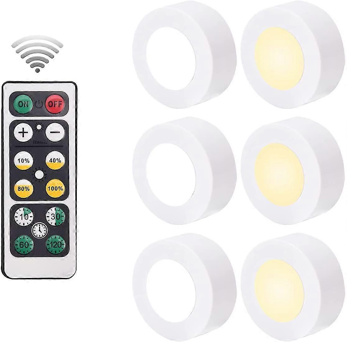 6 pack wireless puck lights with 2 remote controllers