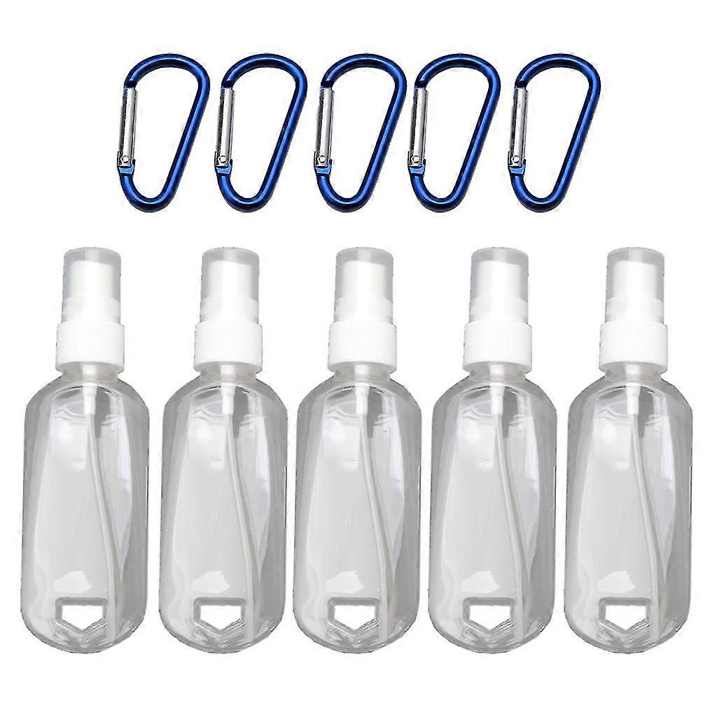 5pcs 60ml Portable Alcohol Spray Bottle Hand Sanitizer Hook Keychain Carriers