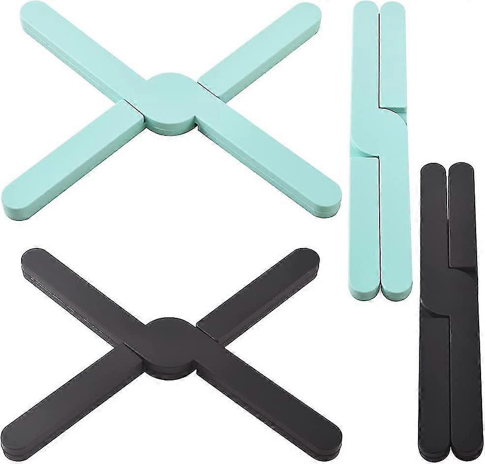 Ensemble de 4 Trivets en Silicone Pliable Eco Extensible En Forme Transversale