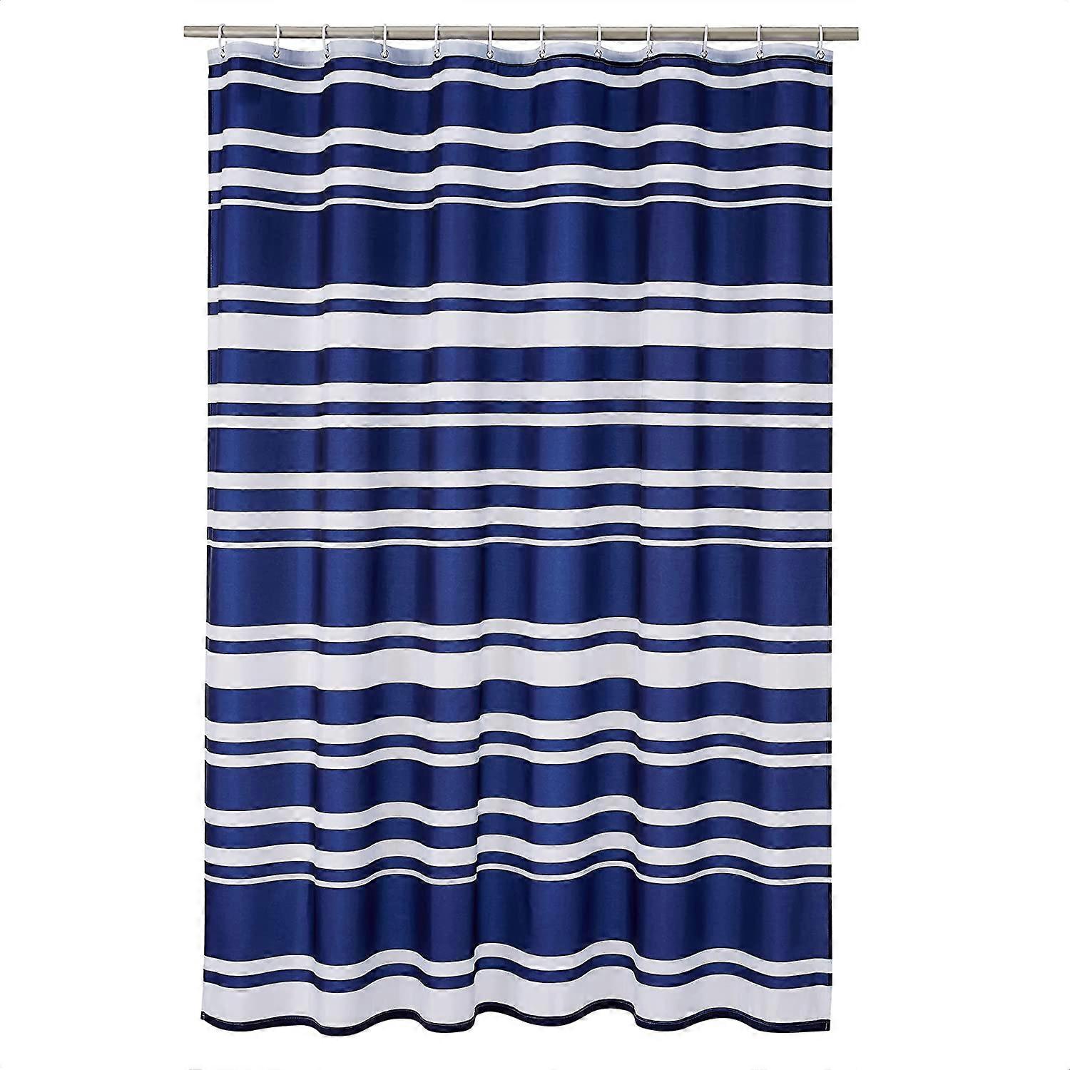 Cortina de chuveiro de tecido - 72 x 72 polegadas, listra azul marinho