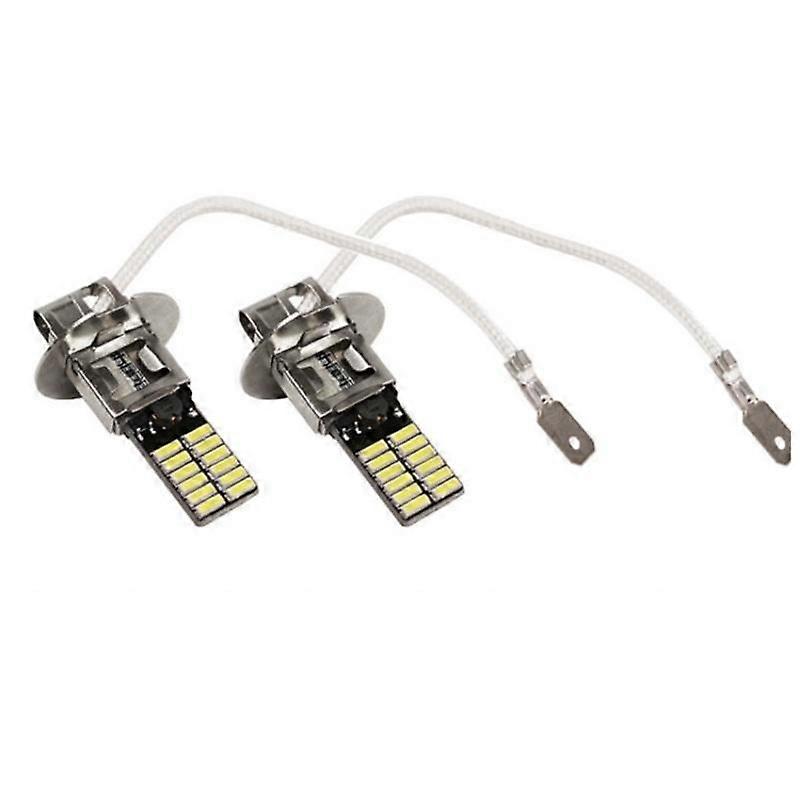 1 Pair Alloy Car Fog Lamp Car H3 4014 6000k Headlight Fogging Lamp 24led Front Fog Bulb