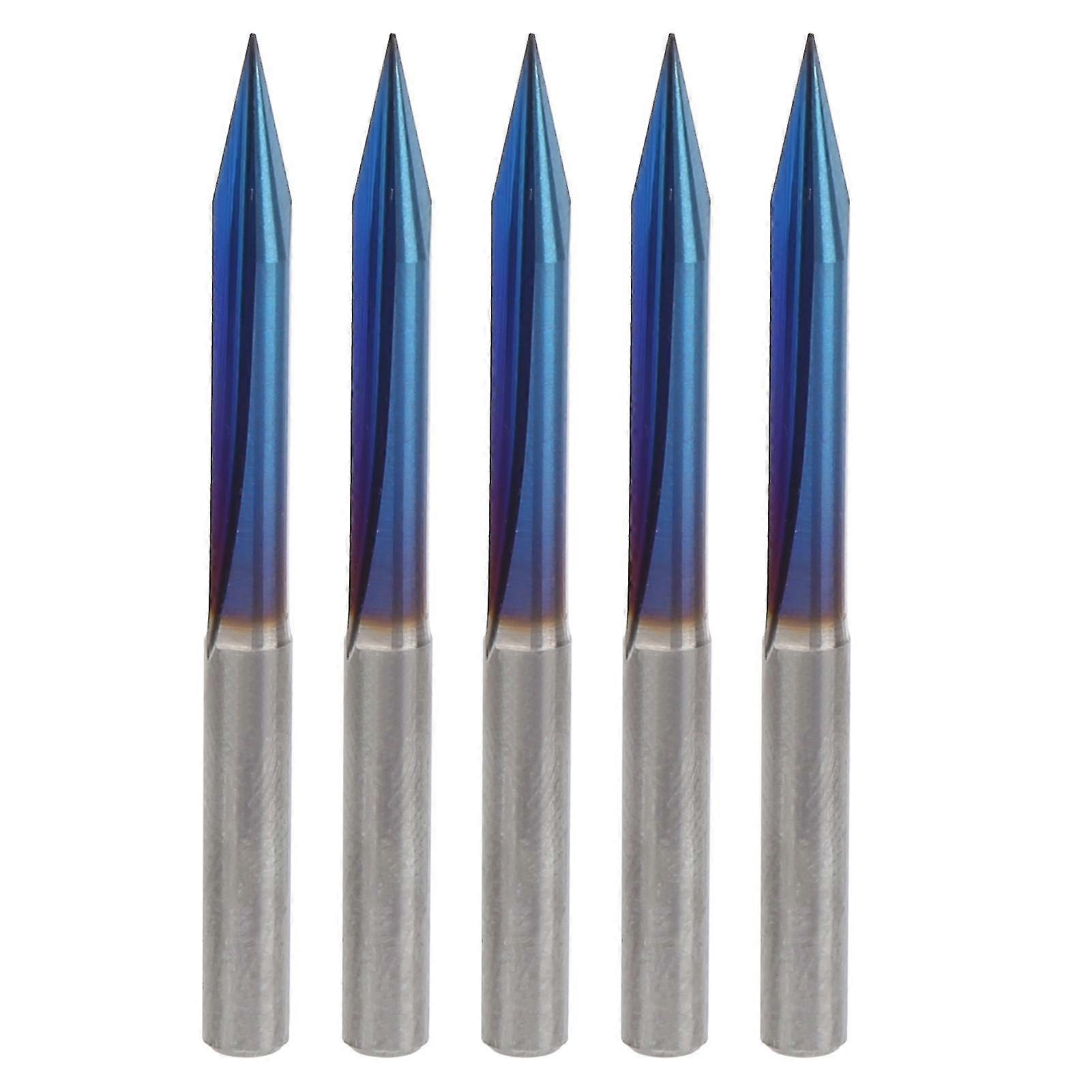 2 Flutes V Tip Engraving Bit End Mill 4mm Shank Tungsten Steel Carving Tools - 5pcs