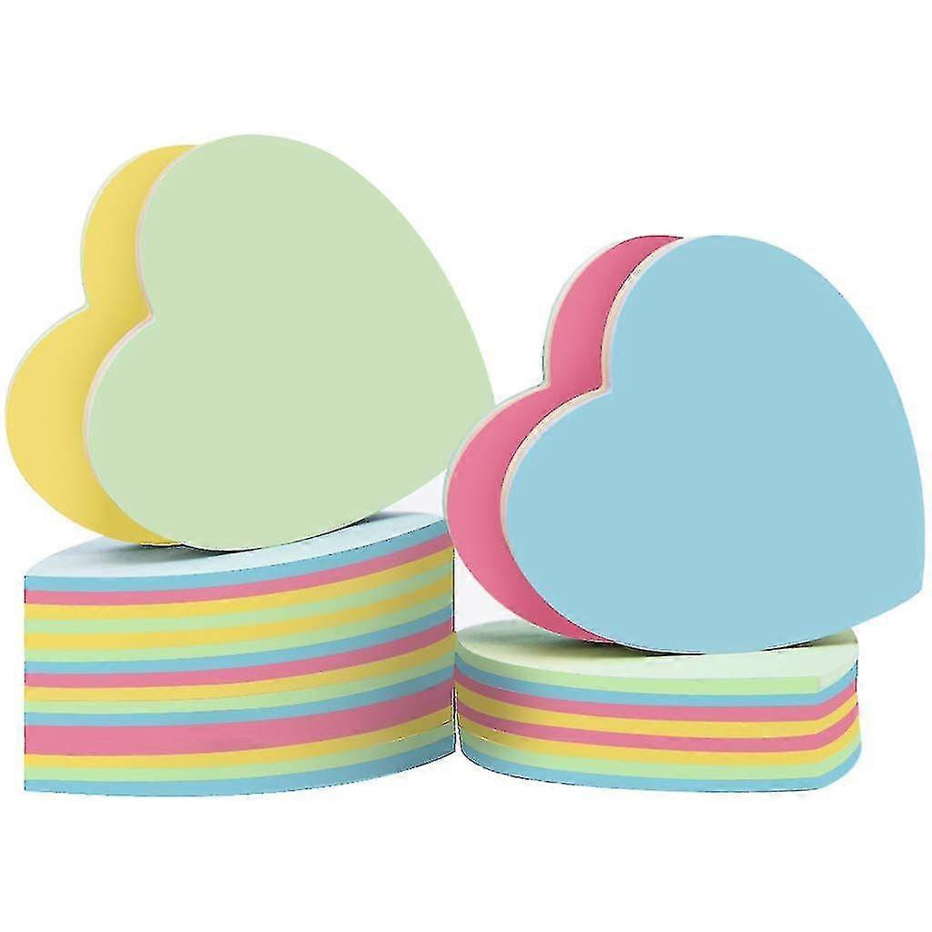 Sticky Notes Heart Shaped - 10 Pack Self Stick Post Memo Cute Mixed Color For Office/home/kitchen/school