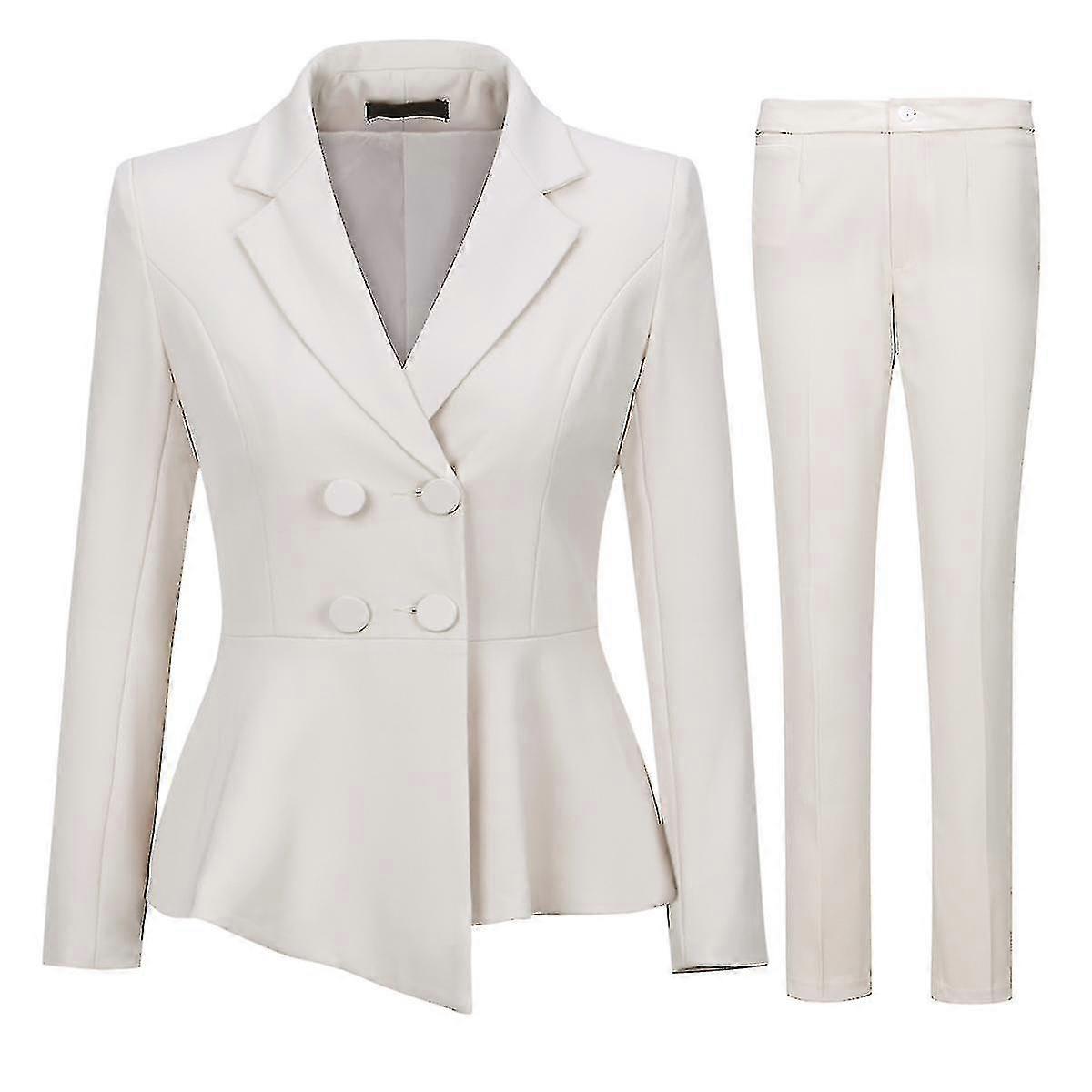 المرأة 2 قطعة الأعمال المهنية مكتب سيدة مزدوجة الصدر غير متماثل سليم صالح دعوى (سترة + السراويل)