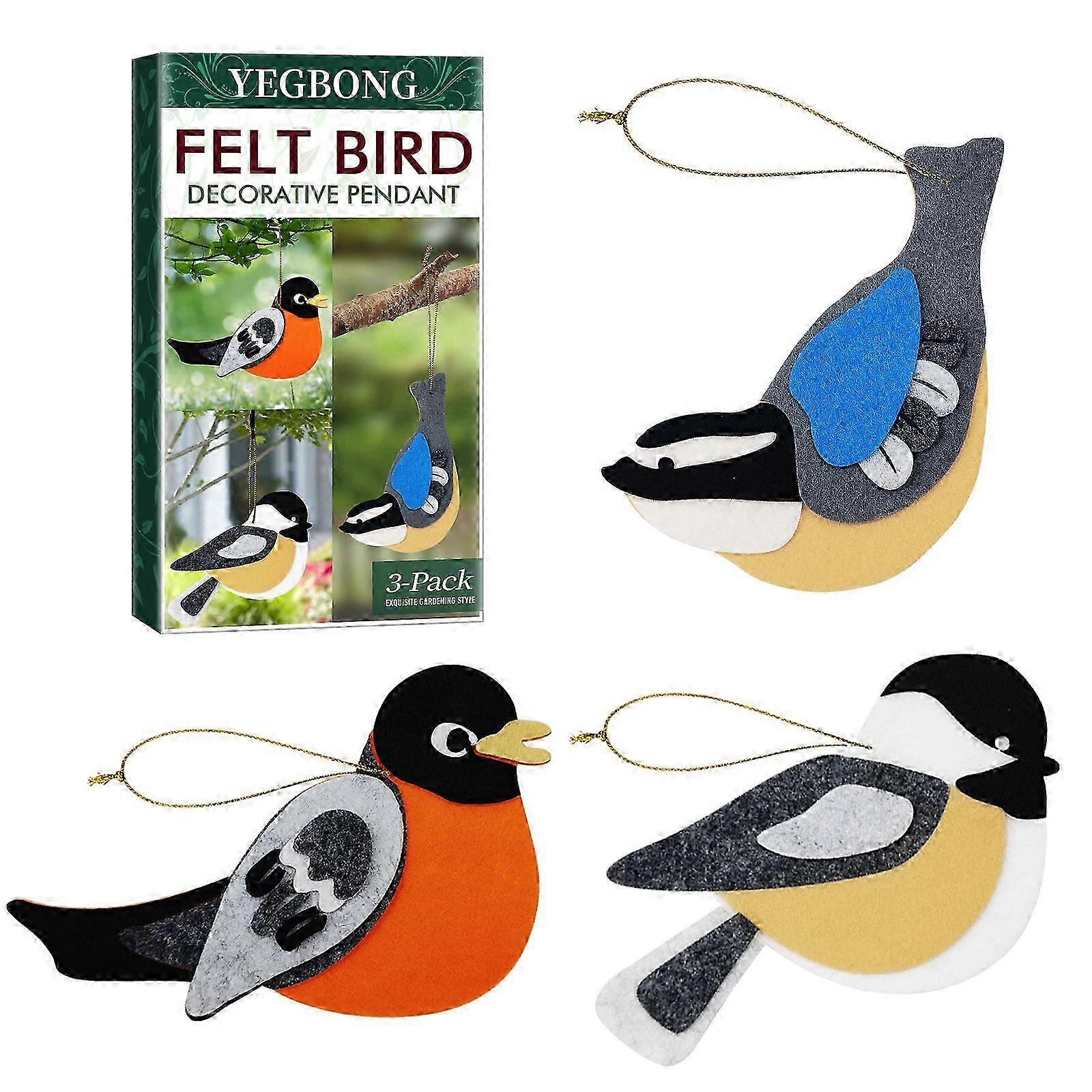 3pcs Felt Bird Ornaments for Christmas Tree
