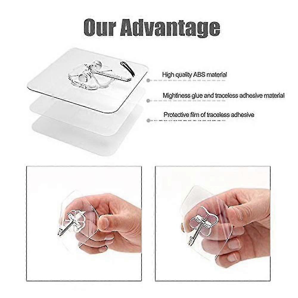 20 Pcs Self Adhesive Hooks Transparent Waterproof Wall Hangers