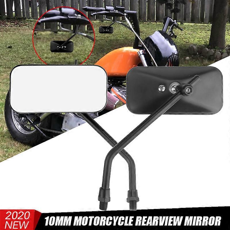QX Universal Motorcycle Rearview Side Mirror 10mm Square Black Chrome Motorbike Scooters Rear Side Mirror Motorcycle Accessories