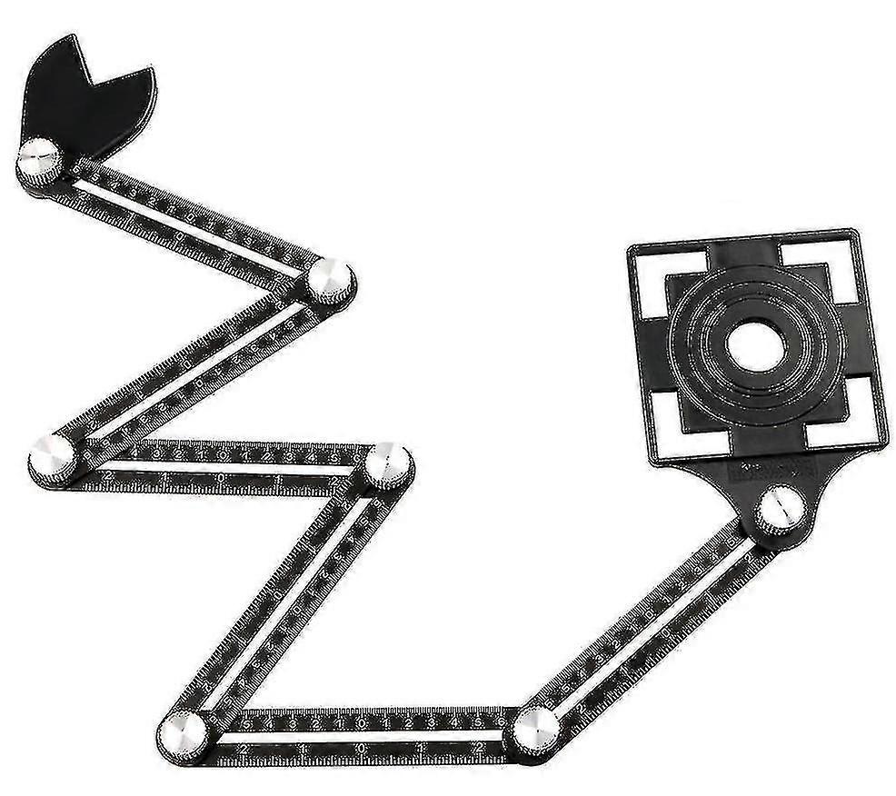 Tile Hole Locator Adjustable Tool-measuring Ruler Universal Angular Template(1pcs,black)