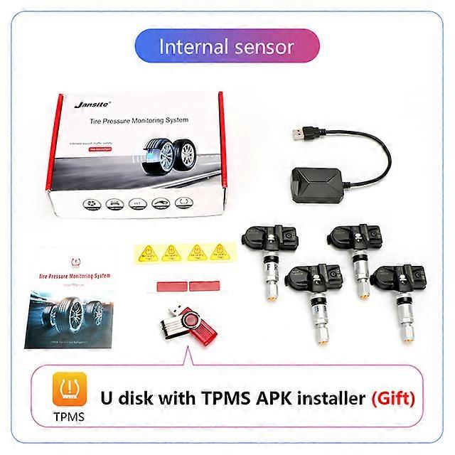 JMCQ USBCar Vehicle Sensors Tire Pressure Alarm Monitor System For vehicle Android player Temperature Warning with four s