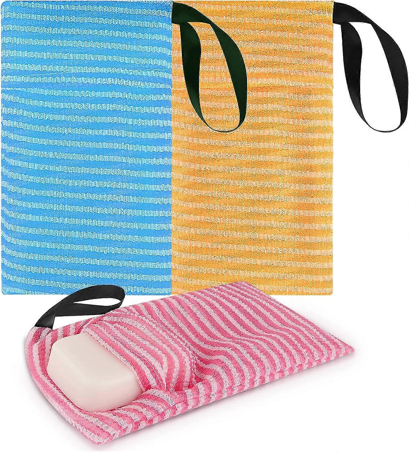 3 Pack Soap Bags for Soap Bars, Body Exfoliating Sponge, Drawstring Bath Soap Holder, Body Soap Mesh Bag, Bulk Foam and Dry Soap Sachets
