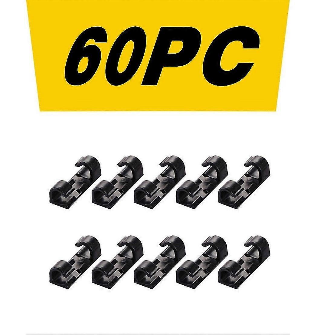 Black 20pc Self-adhesive Desktop Cable Organizer Fixing Clamp