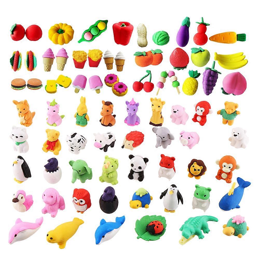 100PCS Cartoon Erasers Creative Erasers Lovely Fruit Shape Erasers (Mixed Style)