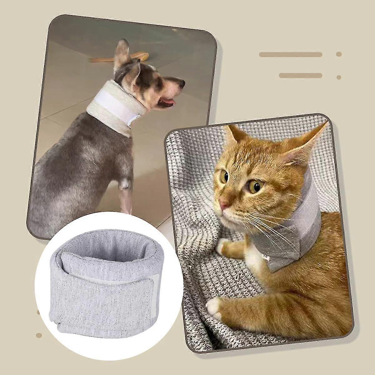 キャットネックブレースエリザベスカラー手術後のペット用回復調整可能な通気性ネック頸椎コーン小型中型犬用子犬子猫とS