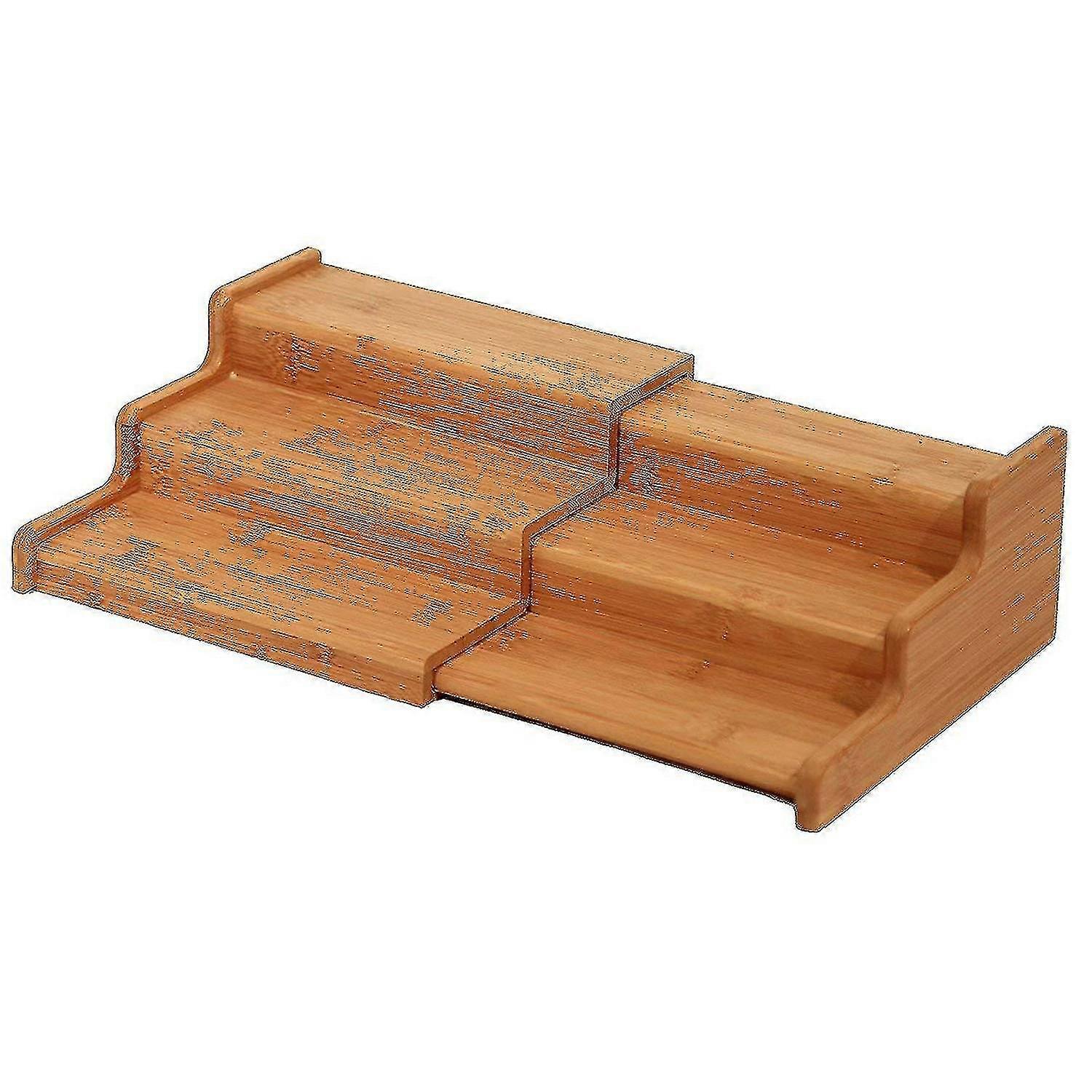 Kitchen Cabinet Organizer- Bamboo 3-layer Adjustable Spice Rack