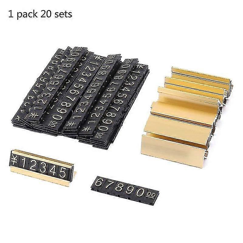 Gold Number Price Tag Signs 20sets Arabic Numerals Together Price Cube Kit