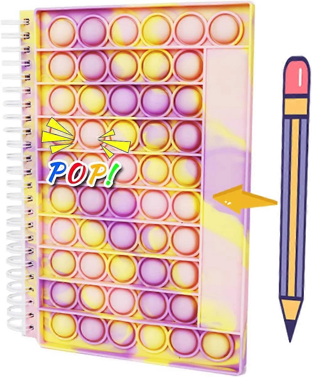 Pop Bubble Notebook with Pencil Case for Girls Boys, Popper Notebook with Pen Case for School Kids, Fidget Pop Notebook School Season Notepad Notes Wo