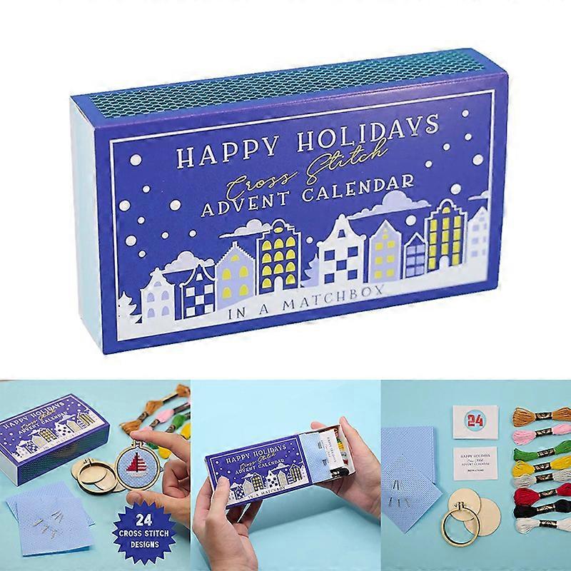 לוח השנה של חג המולד Cross Stitch Advent, ערכת רקמת לוח השנה לחג המולד 2024, 100% חדש