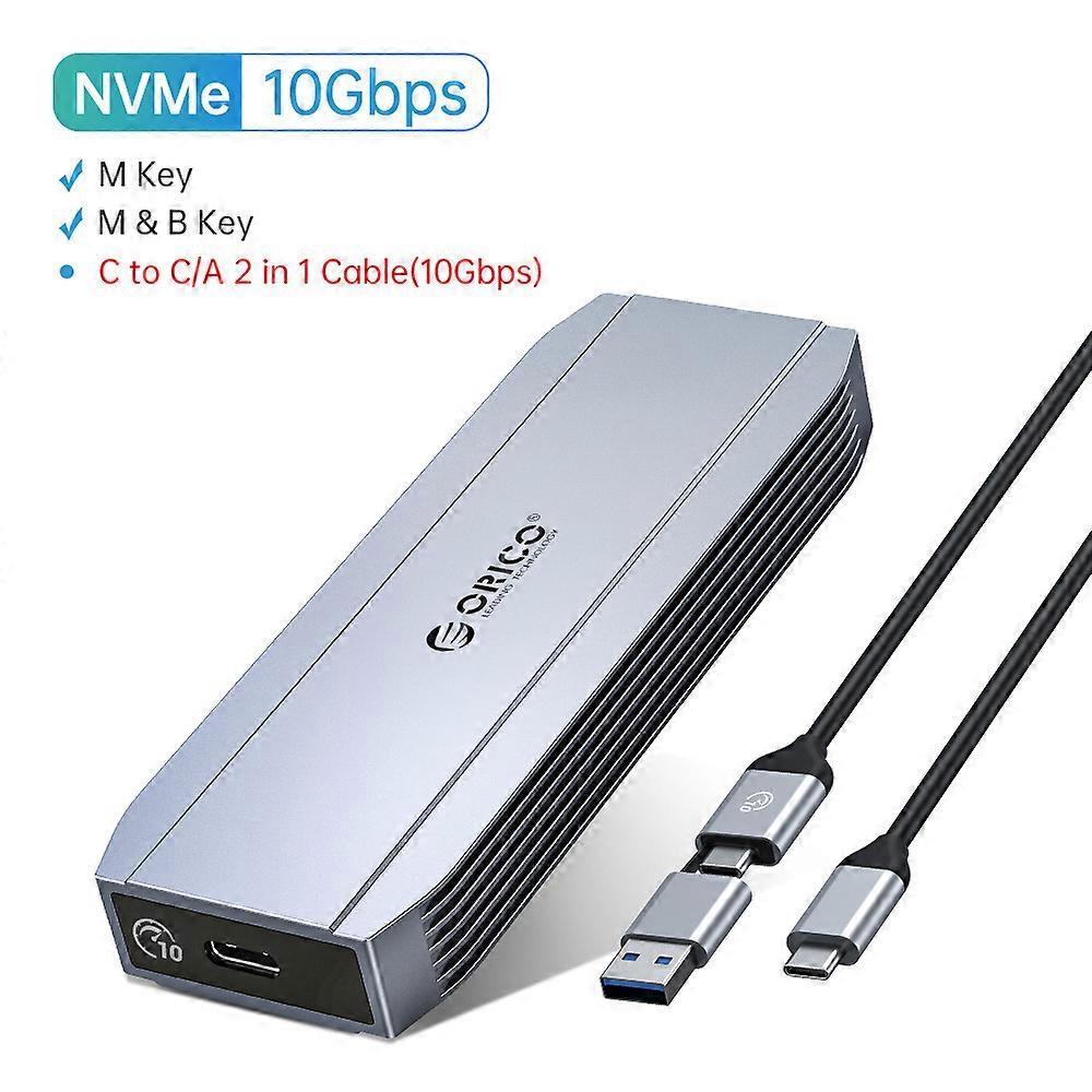 ORICO Tool Free M2 SATA SSD Enclosure Aluminum SATA 6Gbps NVMe 10Gbps PCIe Type C M.2 SSD Enclosure M Key Solid State Drive Case