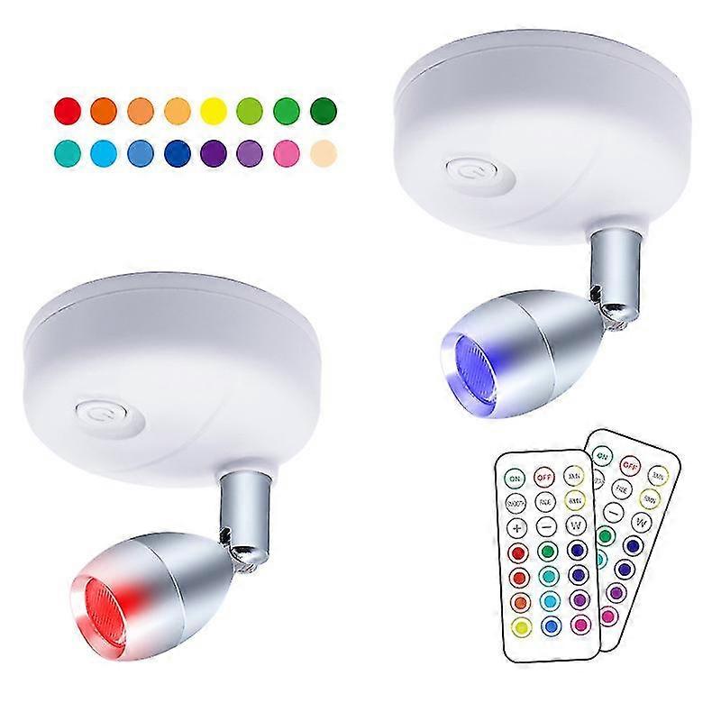 2pcs Wireless Spotlight Battery Operated Accent Lights avec télécommande, led gbb +