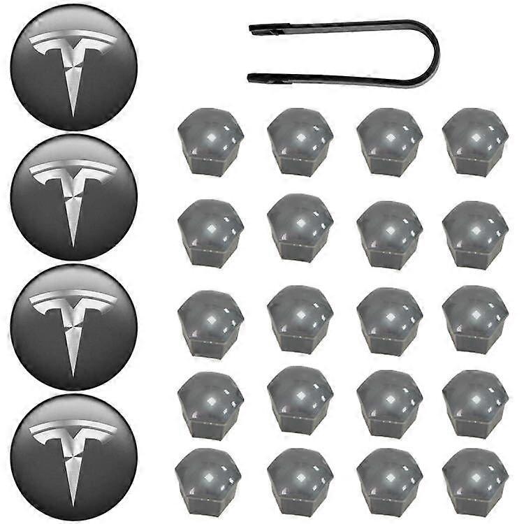 Tesla Model 3 Ysx Radabdeckung Kit Center Cap Rad Lug Nut Caps Schwarz Rot Weiß Grau W/4 Center Caps 20 Lug Nut Caps
