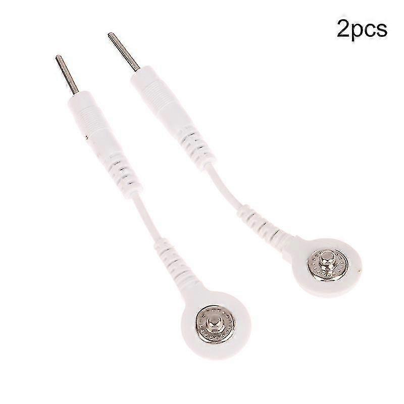 2pcs Electrode Lead Wires Pin-to-snap Adapter Cables Plug W/ Tens 2 To 3.5mm
