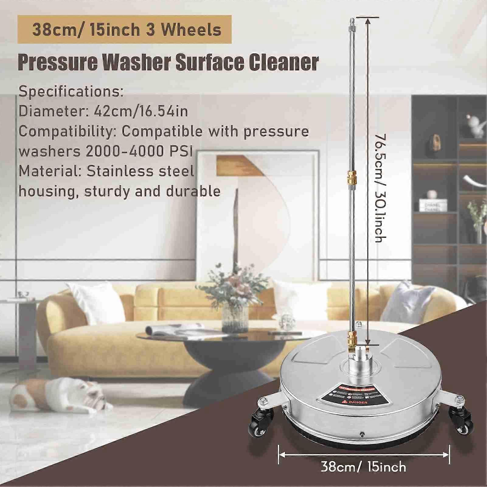 Pressure Washer Surface Cleaner 1/4in Quick Connector Efficient Cleaning 4000PSI Surface Cleaner for Concrete Patio Sidewalk Deck