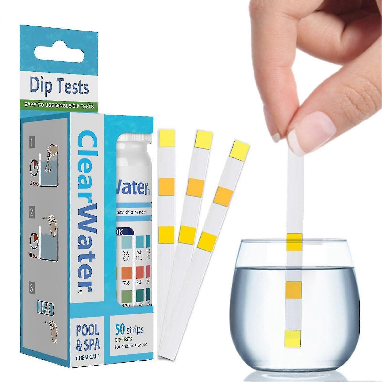Pool Water Test 50 Strips Quality Kit 3-in-1 Testing Paper For Of Ph Total Alkalinity